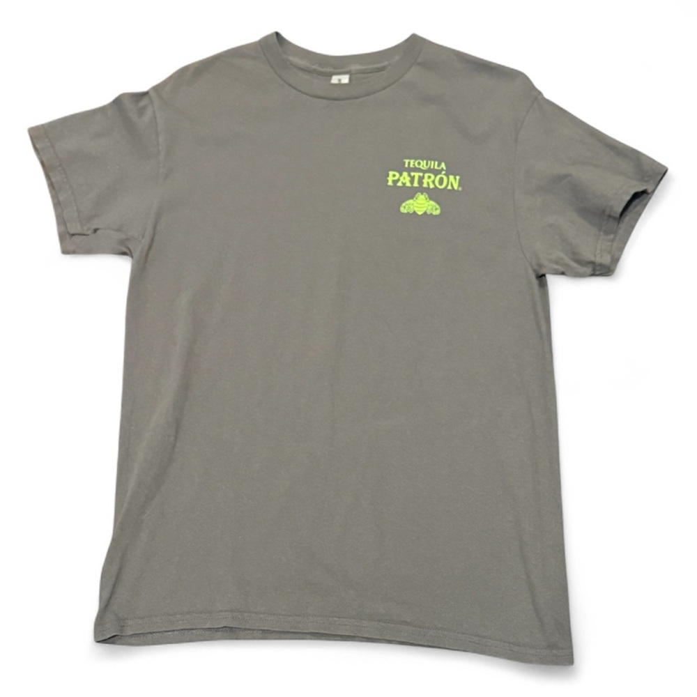 Vintage Tequila Patrón Men’s Graphic Tee Gray Green Logo Promo Shirt M